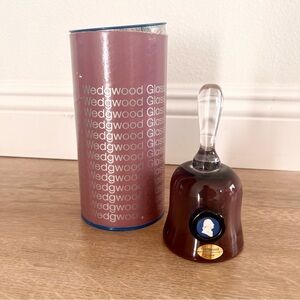 RARE Vintage Wedgwood Burgundy Glass Bell George Washington Cameo England 6” NIB